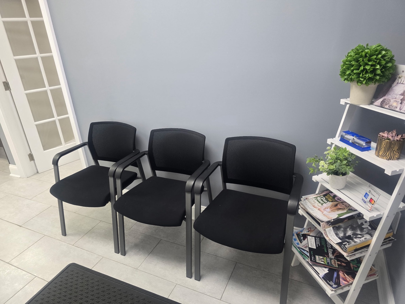Waiting area at the Elite Audiology PC office in Great Neck, New York