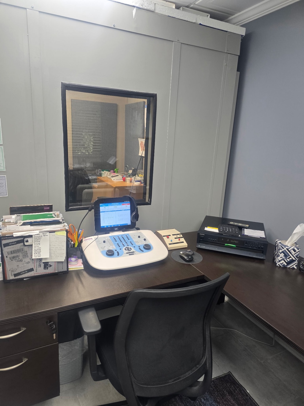 Audiometer and testing station at Elite Audiology PC in Great Neck, New York